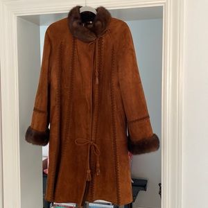 Fabulous Suede Coat with Mink Lined Collar and Cuffs